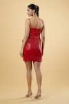 Shop_Samyukta Singhania_Red Zara Sequin V-neck Effortless Glamour Draped Dress_at_Aza_Fashions