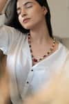 Buy_Do Taara_Multi Color Shell Pearls Semi Precious Stone Embellished String Necklace _at_Aza_Fashions