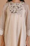 Mityan_Ivory Jute Silk Hand Embroidered Floral Round Acanthus Dress With Inner _Online_at_Aza_Fashions