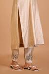 Mityan_Ivory Silk, Chanderi Embroidery Collared Aloe Placket Tunic And Pant Set _Online_at_Aza_Fashions