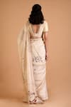 Shop_Mityan_Ivory Silk Chanderi Embroidered Floral Deep V Neck Aster Saree With Blouse _at_Aza_Fashions