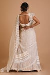 Shop_Mityan_Ivory Jute Silk Hand Embroidered Floral V Neck Basil Lehenga Saree With Blouse _at_Aza_Fashions