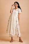 Buy_Mityan_Ivory Jute Silk Embroidered Floral V Neck Bramble Tunic With Inner _at_Aza_Fashions
