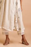 Mityan_Ivory Jute Silk Embroidered Floral V Neck Bramble Tunic With Inner _Online_at_Aza_Fashions