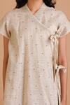 Buy_Mityan_Ivory Jersey, Silk Lace, Embroidery V-neck Brittle Bush Tunic Set _Online_at_Aza_Fashions
