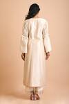Shop_Mityan_Ivory Silk, Chanderi Embroidery, Zari Round Neck Buck Bean Tunic And Pant Set _at_Aza_Fashions