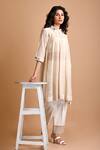 Buy_Mityan_Ivory Jersey Embroidery Collared Bugloss Tunic Set _at_Aza_Fashions
