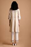 Shop_Mityan_Ivory Jersey Embroidery Collared Bugloss Tunic Set _at_Aza_Fashions