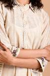 Mityan_Ivory Jersey Embroidery Collared Bugloss Tunic Set _Online_at_Aza_Fashions