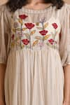 Buy_Mityan_Ivory Jute Silk Hand Embroidery Floral Round Dock Dress With Inner _Online_at_Aza_Fashions