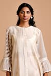 Mityan_Ivory Silk Chanderi Embroidered Polka Dots Round Dogger Kurta With Inner _Online_at_Aza_Fashions