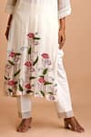 Mityan_Ivory Jute Silk Embroidered Thread Round Osmunda Kurta Pant Set _Online_at_Aza_Fashions