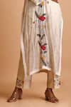 Mityan_Ivory Jute Silk Embroidered Floral V Neck Pancy Tunic And Pant Set _Online_at_Aza_Fashions