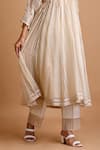 Mityan_Ivory Jute Silk Embroidered Thread V Neck Spirea Tunic And Pant Set _Online_at_Aza_Fashions