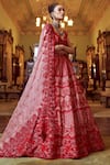 Buy_Anushree Reddy_Pink Organza Embroidery Floral Scallop Neck Scarlet Bridal Lehenga Set _at_Aza_Fashions