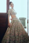 Anushree Reddy_Ivory Organza Embroidery Mughal Floral Scoop Neck Ivy Lehenga Set _Online_at_Aza_Fashions