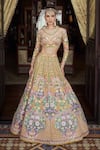 Buy_Anushree Reddy_Yellow Organza Embroidery Floral Sweetheart Tutty Fruity Lehenga With Blouse _at_Aza_Fashions