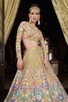 Shop_Anushree Reddy_Yellow Organza Embroidery Floral Sweetheart Tutty Fruity Lehenga With Blouse _at_Aza_Fashions