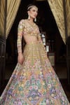 Shop_Anushree Reddy_Yellow Organza Embroidery Floral Sweetheart Tutty Fruity Lehenga With Blouse _Online_at_Aza_Fashions