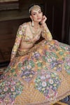 Anushree Reddy_Yellow Organza Embroidery Floral Sweetheart Tutty Fruity Lehenga With Blouse _at_Aza_Fashions