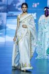 Buy_Anushree Reddy_Ivory Organza Embroidery Dori Baanki Border Saree With Unstitched Blouse Piece _at_Aza_Fashions