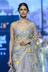 Anushree Reddy_Grey Organza Embroidery Thread Daalya Saree With Unstitched Blouse Piece _Online_at_Aza_Fashions