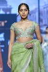 Buy_Anushree Reddy_Green Organza Embroidery Junoon Border Saree With Unstitched Blouse Piece _Online_at_Aza_Fashions