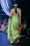 Shop_Anushree Reddy_Green Organza Embroidery Junoon Border Saree With Unstitched Blouse Piece _at_Aza_Fashions