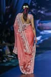 Shop_Anushree Reddy_Coral Organza Embroidery Zardozi Thithli Saree With Unstitched Blouse Piece _at_Aza_Fashions