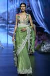 Buy_Anushree Reddy_Green Organza Embroidery Pearl Lihaaz Saree With Unstitched Blouse Piece _at_Aza_Fashions