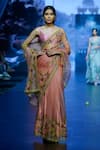 Buy_Anushree Reddy_Coral Organza Embroidery Samara Border Saree With Unstitched Blouse Piece _at_Aza_Fashions