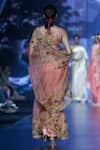 Shop_Anushree Reddy_Coral Organza Embroidery Samara Border Saree With Unstitched Blouse Piece _at_Aza_Fashions