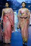 Anushree Reddy_Coral Organza Embroidery Samara Border Saree With Unstitched Blouse Piece _Online_at_Aza_Fashions