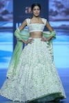 Buy_Anushree Reddy_Green Organza Embroidery Pearl Cutwork Malka Bridal Lehenga Set _at_Aza_Fashions