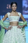 Anushree Reddy_Green Organza Embroidery Pearl Cutwork Malka Bridal Lehenga Set _Online_at_Aza_Fashions