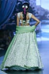 Shop_Anushree Reddy_Green Organza Embroidery Pearl Cutwork Malka Bridal Lehenga Set _at_Aza_Fashions