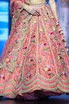 Buy_Anushree Reddy_Coral Organza Embroidery Thread Plunge V Neck Veronica Bridal Lehenga Set _Online_at_Aza_Fashions