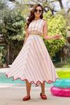 Buy_Gulaal_Multi Color Cotton Woven Stripe One Shoulder Top With Skirt _at_Aza_Fashions
