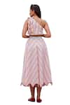 Gulaal_Multi Color Cotton Woven Stripe One Shoulder Top With Skirt _Online_at_Aza_Fashions
