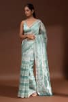 Buy_Sacred Weaves_Blue Tissue Silk Woven Handloom Banarasi Saree With Unstitched Blouse Piece _at_Aza_Fashions