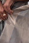 Sacred Weaves_Grey Tissue Silk Zari Stripe Rangkat Pattern Saree With Unstitched Blouse Piece _at_Aza_Fashions