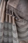 Buy_Sacred Weaves_Grey Tissue Silk Zari Stripe Rangkat Pattern Saree With Unstitched Blouse Piece 