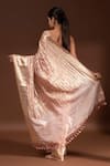 Shop_Sacred Weaves_Pink Tissue Silk Zari Banarasi Handloom Saree With Unstitched Blouse Piece_at_Aza_Fashions