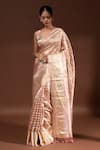 Shop_Sacred Weaves_Pink Tissue Silk Zari Banarasi Handloom Saree With Unstitched Blouse Piece _Online_at_Aza_Fashions