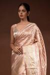 Sacred Weaves_Pink Tissue Silk Zari Banarasi Handloom Saree With Unstitched Blouse Piece _at_Aza_Fashions