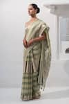 Sacred Weaves_Green Tissue Silk Zari Two Tone Banarasi Saree With Unstitched Blouse Piece _Online_at_Aza_Fashions