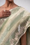 Shop_Sacred Weaves_Green Tissue Silk Zari Two Tone Banarasi Saree With Unstitched Blouse Piece _Online_at_Aza_Fashions