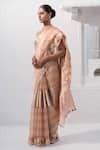 Sacred Weaves_Peach Tissue Silk Zari Handwoven Two Tone Saree With Unstitched Blouse Piece _Online_at_Aza_Fashions