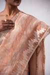 Shop_Sacred Weaves_Peach Tissue Silk Zari Handwoven Two Tone Saree With Unstitched Blouse Piece _Online_at_Aza_Fashions