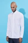 Shop_Sahil Aneja_White Cotton Placement Art Work Detail Shirt _at_Aza_Fashions